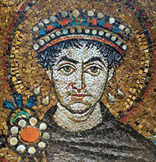 Bizantski car Justinijan iz crkve San Vitale u Ravenni
